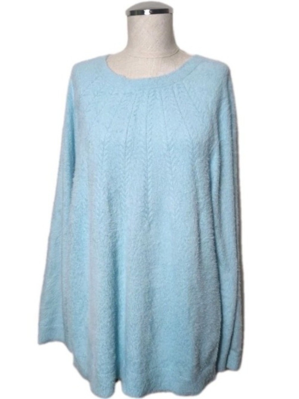 Chico's Women's Fuzzy Soft Pullover Long Sleeve Sweater Size 3 (XL) Light Blue